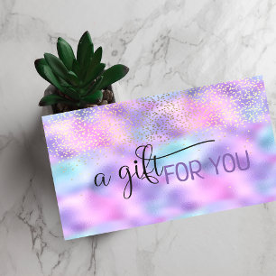 Carte De Réduction Élégant Confettis Holographique Iridescent