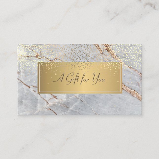 Carte De Réduction Elégant Marbre Confetti Or Luxe Moderne (Devant)