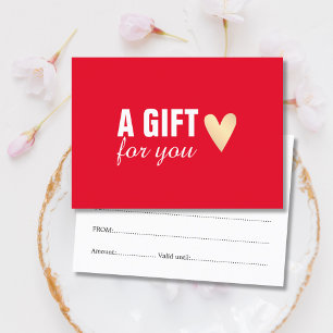 Carte De Réduction Elégant Red Faux Gold Heart Beauty Salon