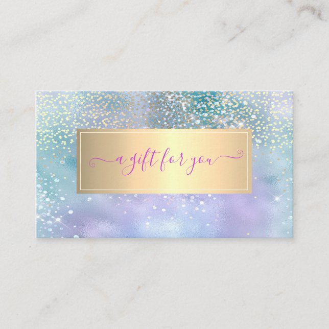 Carte De Réduction Elégant Trendy Frame Diamonds Holographique (Devant)