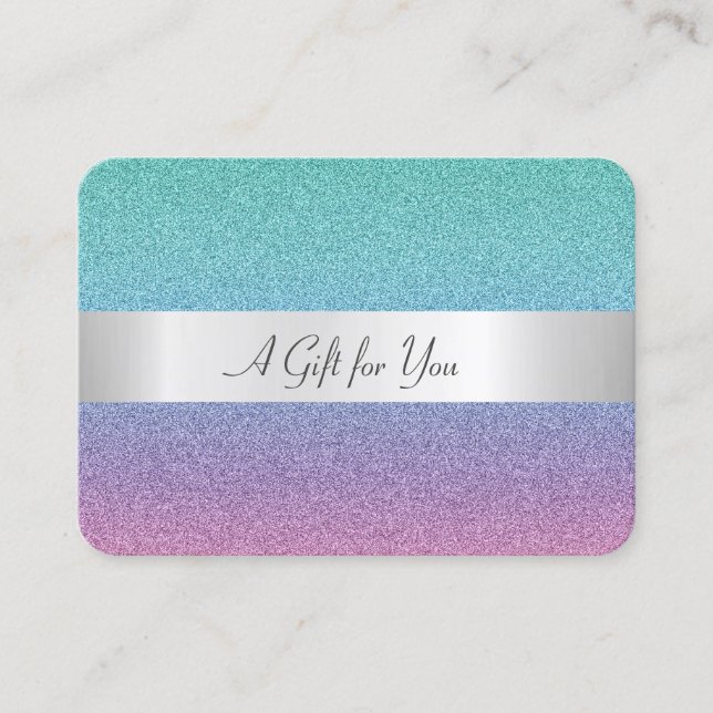 Carte De Réduction Elégante Parties scintillant moderne Rainbow Ombre (Devant)