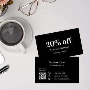 Carte De Réduction Entreprise de code qr noir blanc