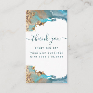 Carte De Réduction Entreprise d'encre liquide d'art moderne bleu et o