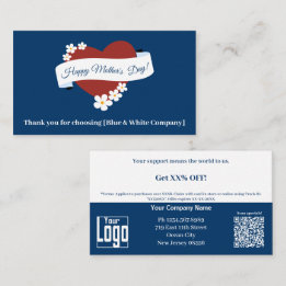 Carte De Réduction Entreprise Merci Cœur Rouge Bonne Fête des Mères