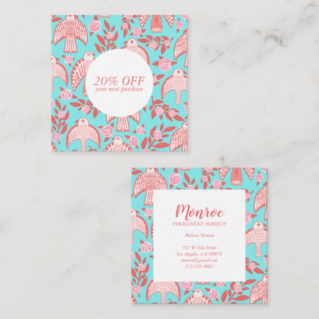 Carte De Réduction Falcons & Rose Chic Elegant Illustré (Devant / Derrière)