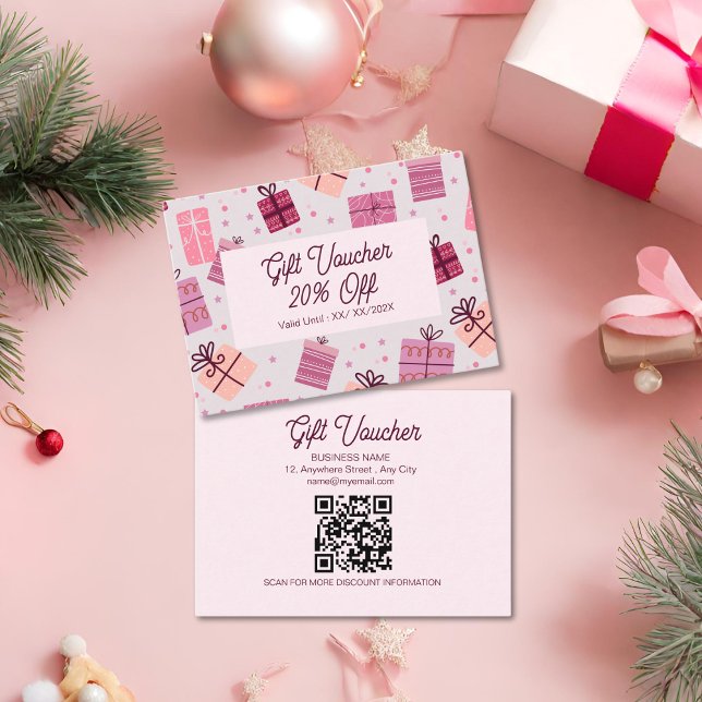 Carte De Réduction Fête de Noël rose moderne (Créateur téléchargé)
