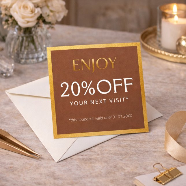 Carte De Réduction Glamorous Gold & Brown Lash Tech  (Créateur téléchargé)