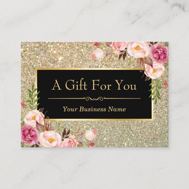 Carte De Réduction Gold Parties scintillant Floral Beauté Salon Certi (Devant)