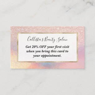 Carte De Réduction Gradient holographique de Rose Gold Glitter Irides