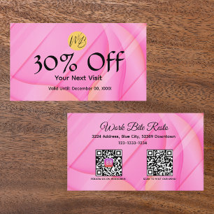 Carte De Réduction Gradient Pink Wave Restaurant Qr Code Menu et