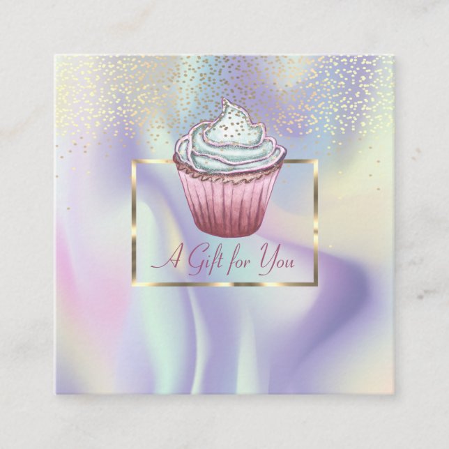 Carte De Réduction Holographie moderne, Cadre, Confetti, Cupcake (Devant)
