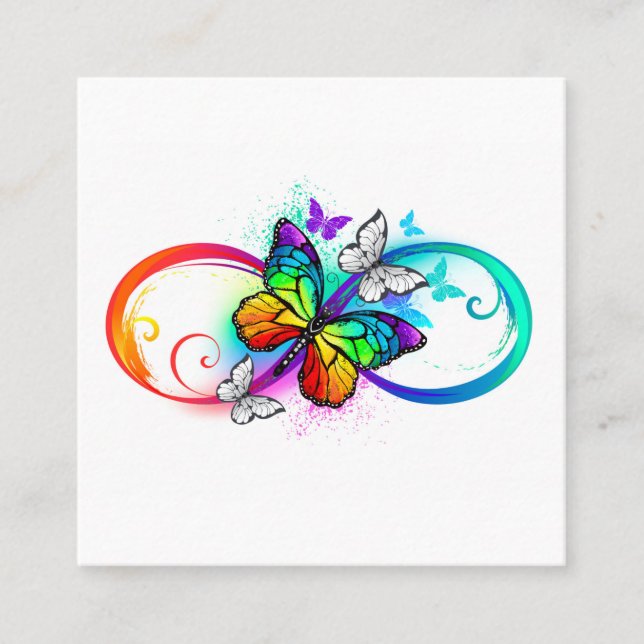 Carte De Réduction Infini lumineux avec papillon arc-en-ciel (Devant)
