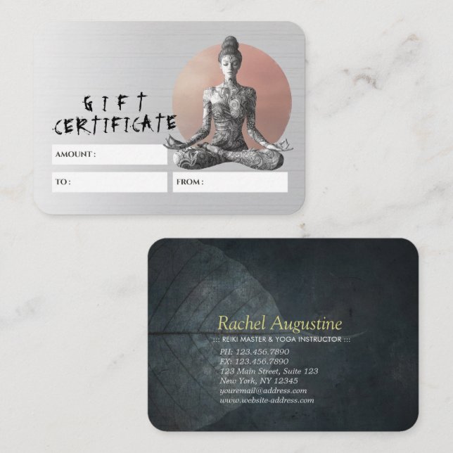 Carte De Réduction Instructeur de méditation Yoga Reiki Master Lotus  (Devant / Derrière)