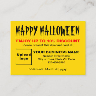 Carte de réduction Jaune d'Halloween d'affaires