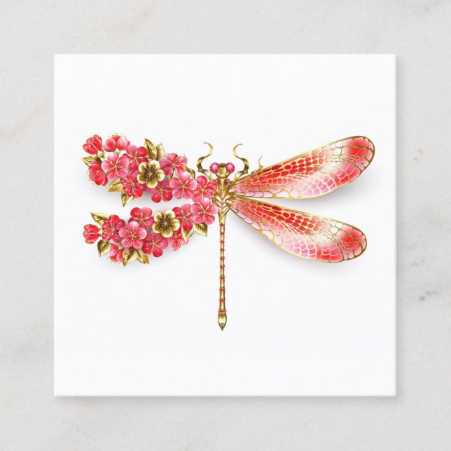 Carte De Réduction libellule de fleurs avec sakura de bijoux (Devant)