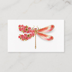 Carte De Réduction libellule de fleurs avec sakura de bijoux
