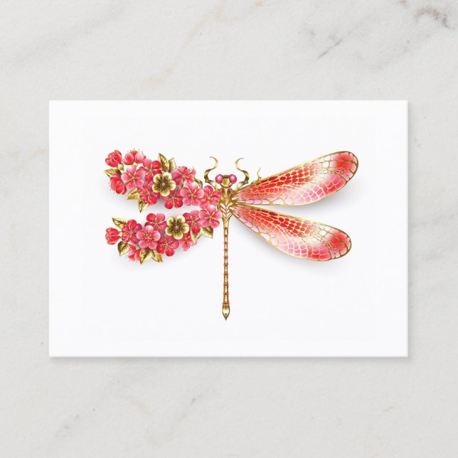 Carte De Réduction libellule de fleurs avec sakura de bijoux (Devant)