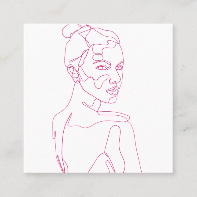 Carte De Réduction Ligne rose Elegant Femme Dessin beauté (Devant)
