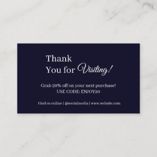 Carte De Réduction Logo Merci Minimaliste Moderne Bleu Marine