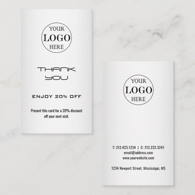 Carte De Réduction Logo personnalisé Arrière - plan gris flou (Devant / Derrière)
