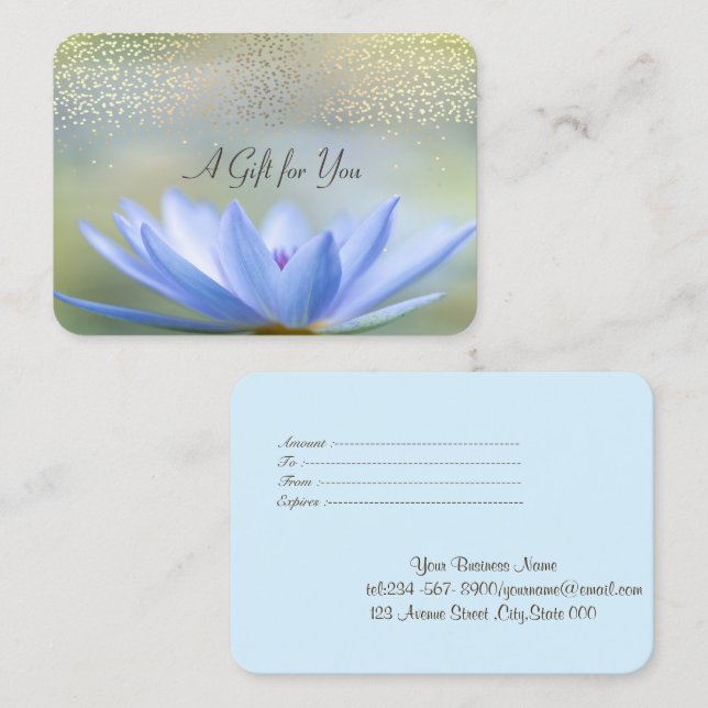 Carte De Réduction Lotus Bleu, Confetti, Spa, Massage (Devant / Derrière)
