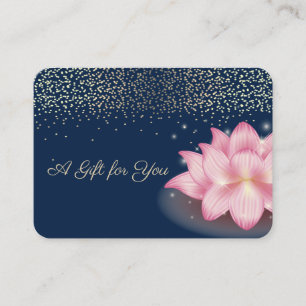 Carte De Réduction Lotus Violet Élégant, Confetti, Bleu Marine