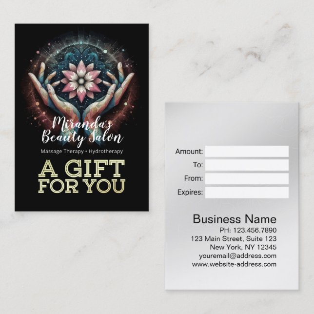 Carte De Réduction Massage Thérapie Guérison Mains Énergie Spa Bien-ê (Devant / Derrière)