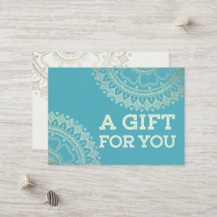 Carte De Réduction Méditation Yoga Instructeur Blue Gold Mandala Cade