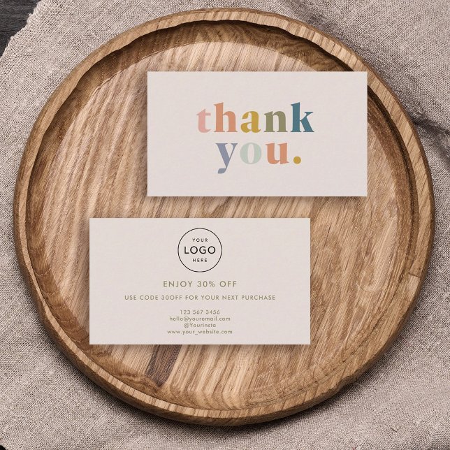 Carte De Réduction Merci! Logo des petites entreprises Pastels modern (rainbow-powered thank you from your fave small biz! )