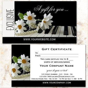 Carte De Réduction Modèle de bon cadeau de musique de piano élégant
