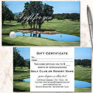 Carte De Réduction Modèle de certificat-cadeau de golf