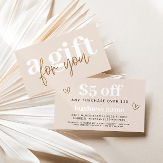 Carte de réduction moderne Boho Neutral Coupon