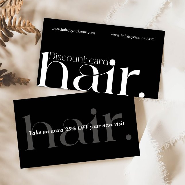 Carte de réduction moderne Elegant Noir Blanc Beau (Créateur téléchargé)