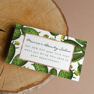 Carte De Réduction Motif floral jaune vert vintage de cactus