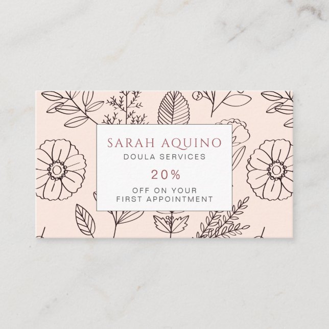 Carte De Réduction Motif Floral Whimsical Doula Ou Midwoman (Devant)