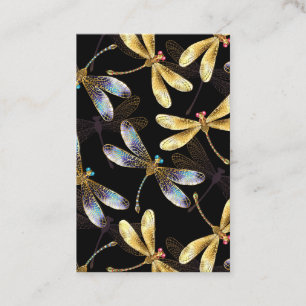 Carte De Réduction Motif sans couture avec libellules d'or