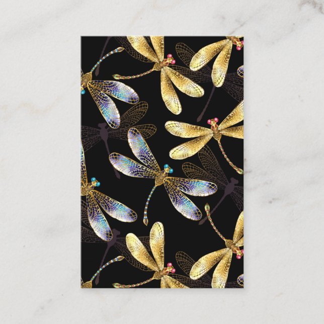 Carte De Réduction Motif sans couture avec libellules d'or (Devant)
