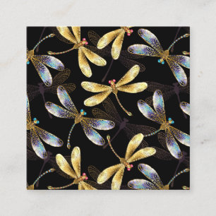 Carte De Réduction Motif sans couture avec libellules d'or