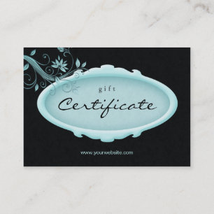 Carte De Réduction Noir bleu floral de spa de certificat-prime de