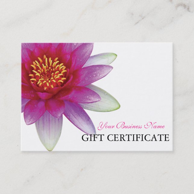 Carte De Réduction Paix l beau certificat-prime rose de Lotus (Devant)