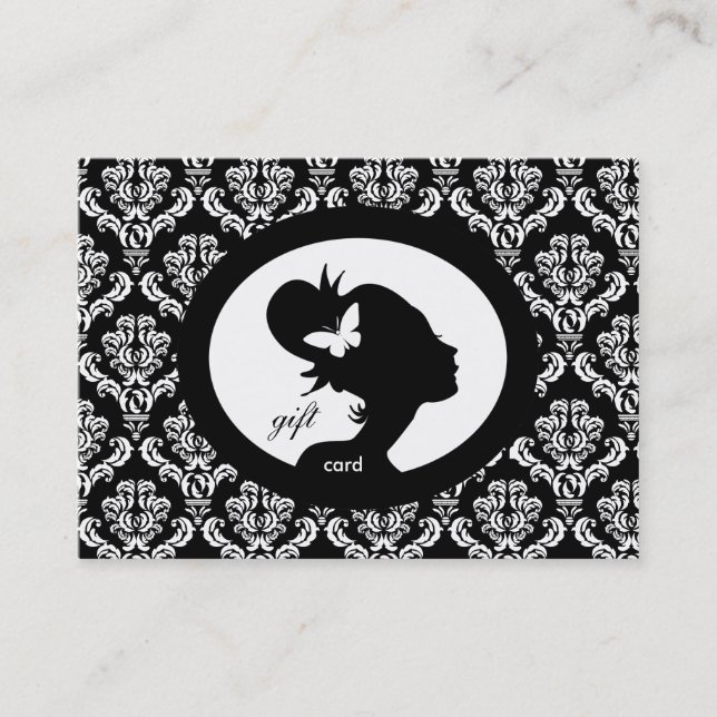 Carte De Réduction Papillon de la carte-cadeau Salon Silhouette BW (Devant)