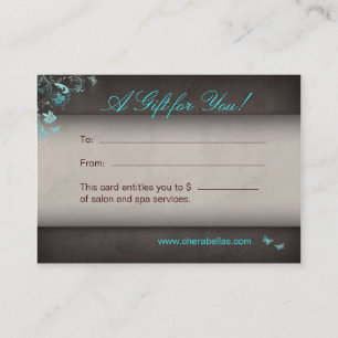 Carte De Réduction Papillon de spa de chèque-cadeau de salon