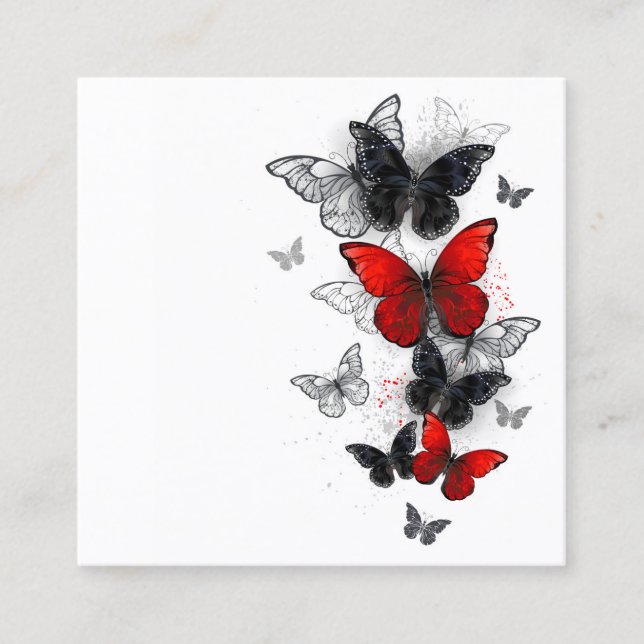 Carte De Réduction Papillons noirs et rouges volants (Devant)