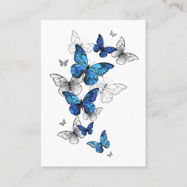 Carte De Réduction Papillons volants bleus Morpho (Devant)