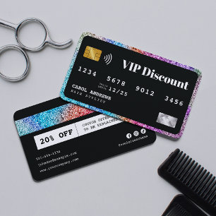Carte De Réduction Parties scintillant arc-en-ciel moderne coiffeur n