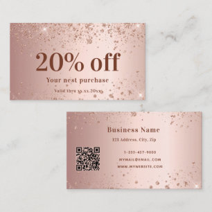 Carte De Réduction Parties scintillant en or noir rose poussière de  