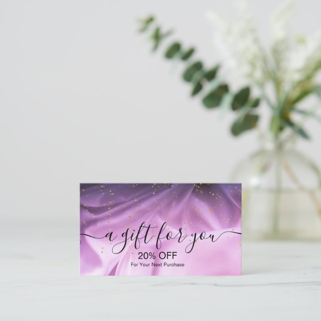 Carte De Réduction Parties scintillant tendance rose et violet (Debout devant)