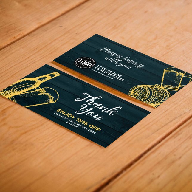 Carte De Réduction Personnaliser le thème de la brasserie Dark Green (Créateur téléchargé)