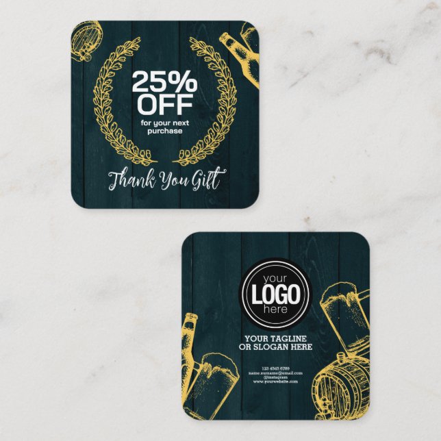 Carte De Réduction Personnaliser le thème de la brasserie Dark Green (Devant / Derrière)