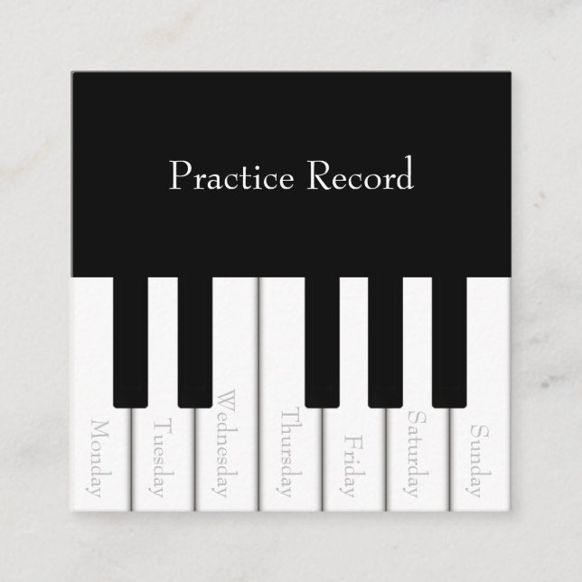 Carte De Réduction Piano Keys Kids Weekly Music Practice Reward Card (Devant)